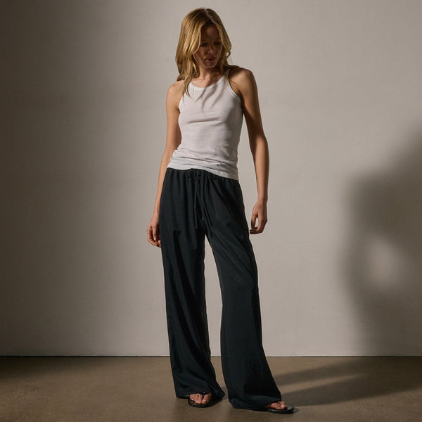 Ribbed High Neck Cami in White | James Perse Los Angeles