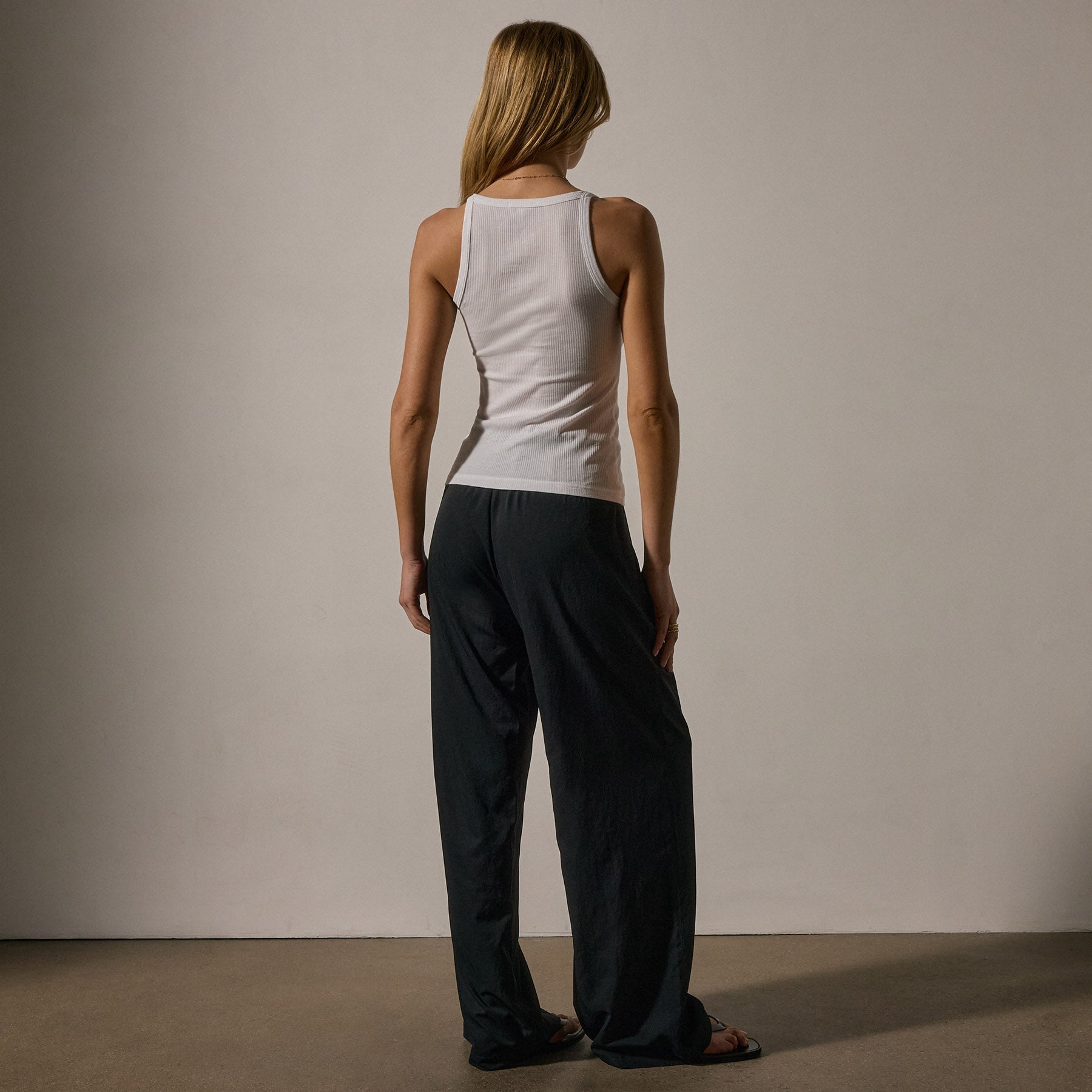 Ribbed High Neck Cami in White | James Perse Los Angeles