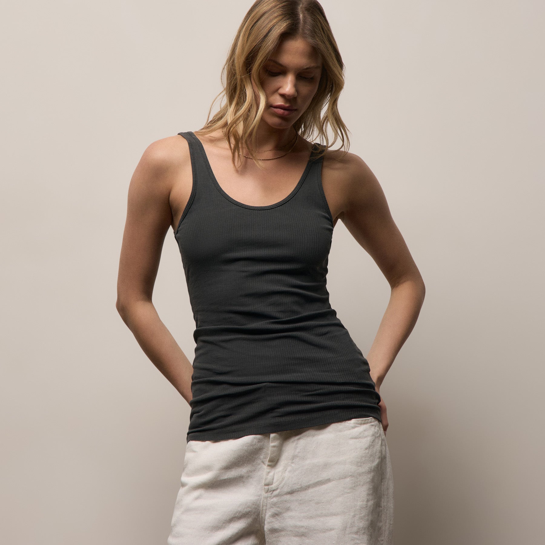 トップス Pigment Processing Studs Tank Top PIANZA - Ribbed knit fitted tank top with studs by SIEDRÉS