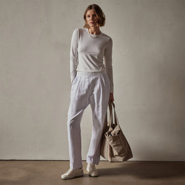 Double Pleat Trouser in White | James Perse Los Angeles