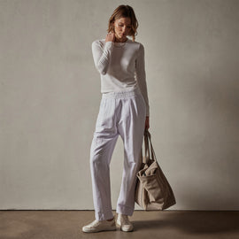 Double Pleat Trouser in White | James Perse Los Angeles