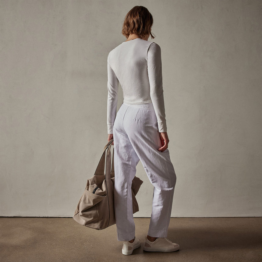 Double Pleat Trouser in White | James Perse Los Angeles
