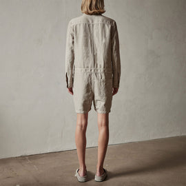 Nylon Linen Herringbone Boilersuit in Mineral Pigment | James Perse Los Angeles