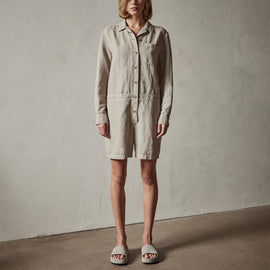 Nylon Linen Herringbone Boilersuit in Mineral Pigment | James Perse Los Angeles
