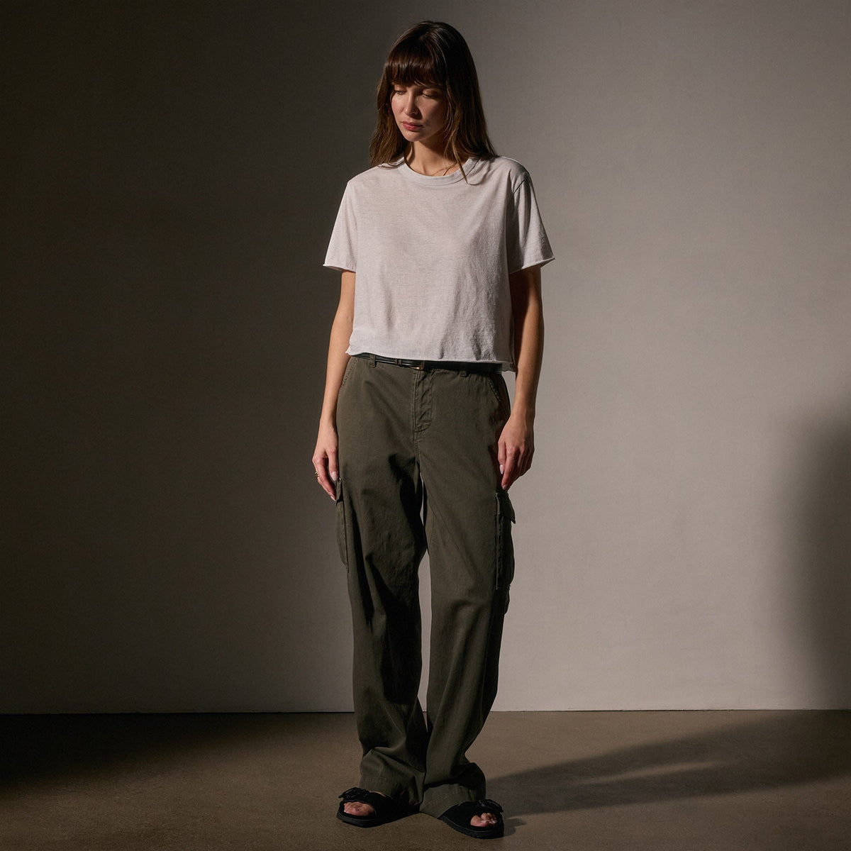 Cotton Linen Silk Jersey Tee in Light Mist | James Perse Los Angeles