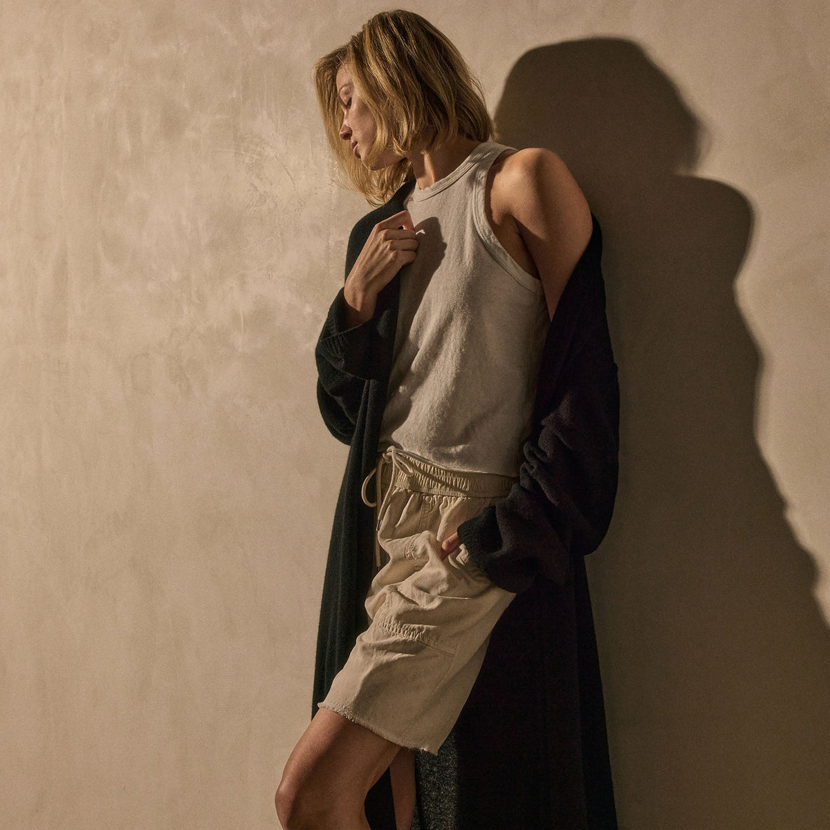 Soft Featherweight Cashmere Cardigan in Black | James Perse Los Angeles