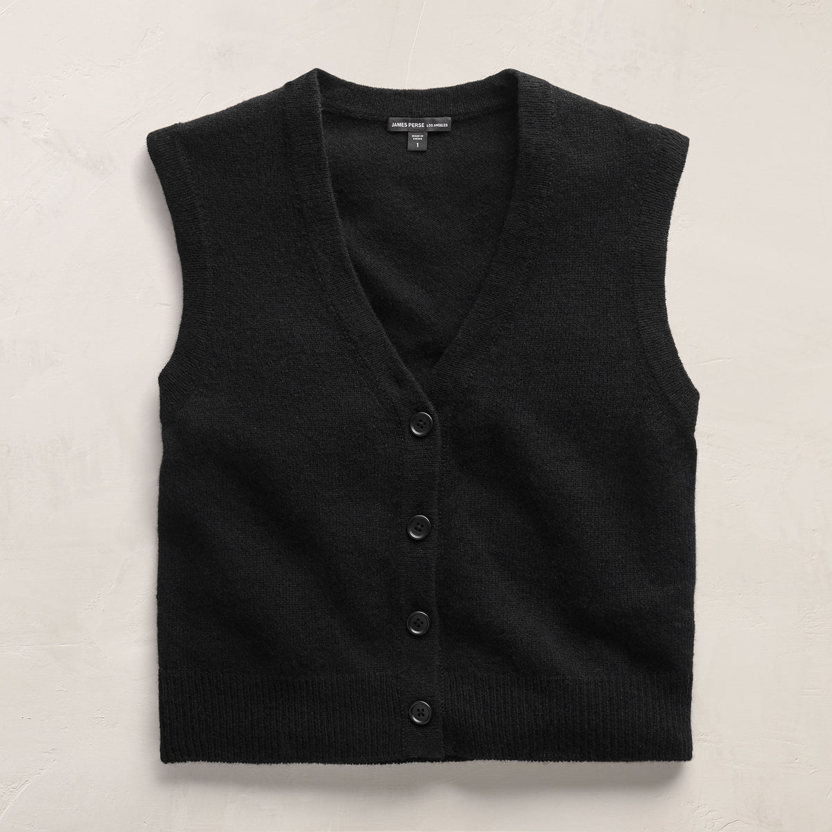 Open Knit Cashmere Vest in Black | James Perse Los Angeles