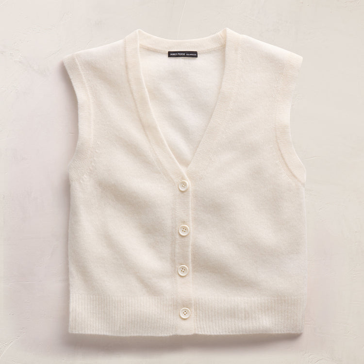 Open Knit Cashmere Vest in Oyster | James Perse Los Angeles