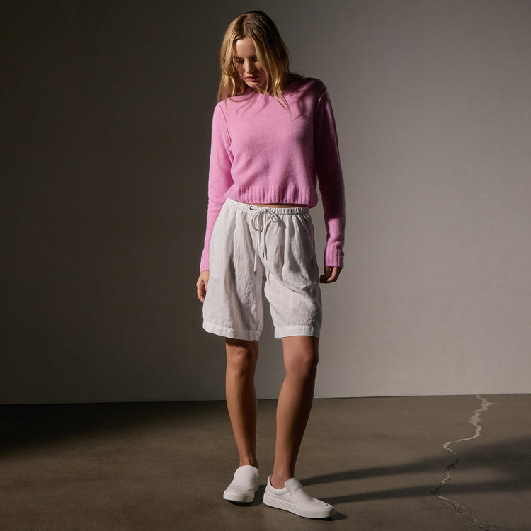 Cashmere Cropped Crew Neck in Blossom | James Perse Los Angeles