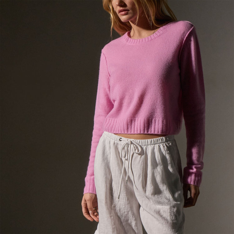 Cashmere Cropped Crew Neck in Blossom | James Perse Los Angeles