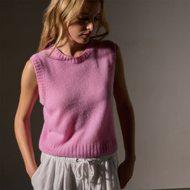 Open Knit Cashmere Vest in Blossom | James Perse Los Angeles