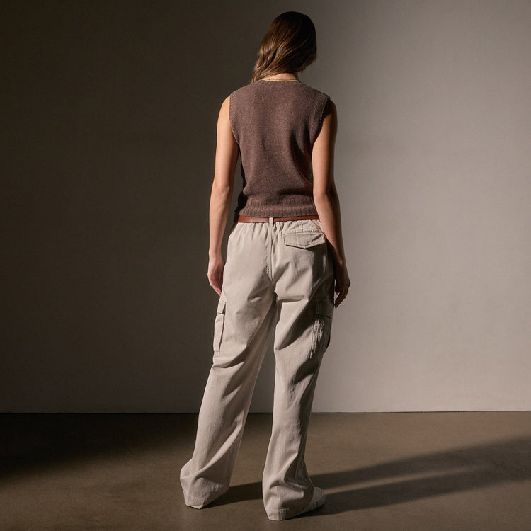 Open Knit Cashmere Vest in Brown Stone | James Perse Los Angeles