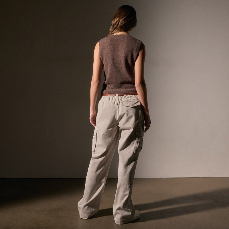 Open Knit Cashmere Vest in Brown Stone | James Perse Los Angeles