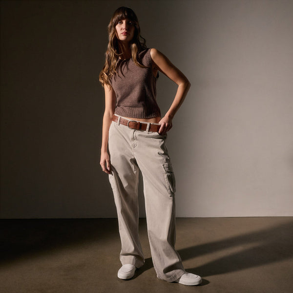 Open Knit Cashmere Vest in Brown Stone | James Perse Los Angeles