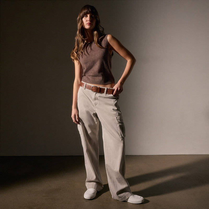 Open Knit Cashmere Vest in Brown Stone | James Perse Los Angeles