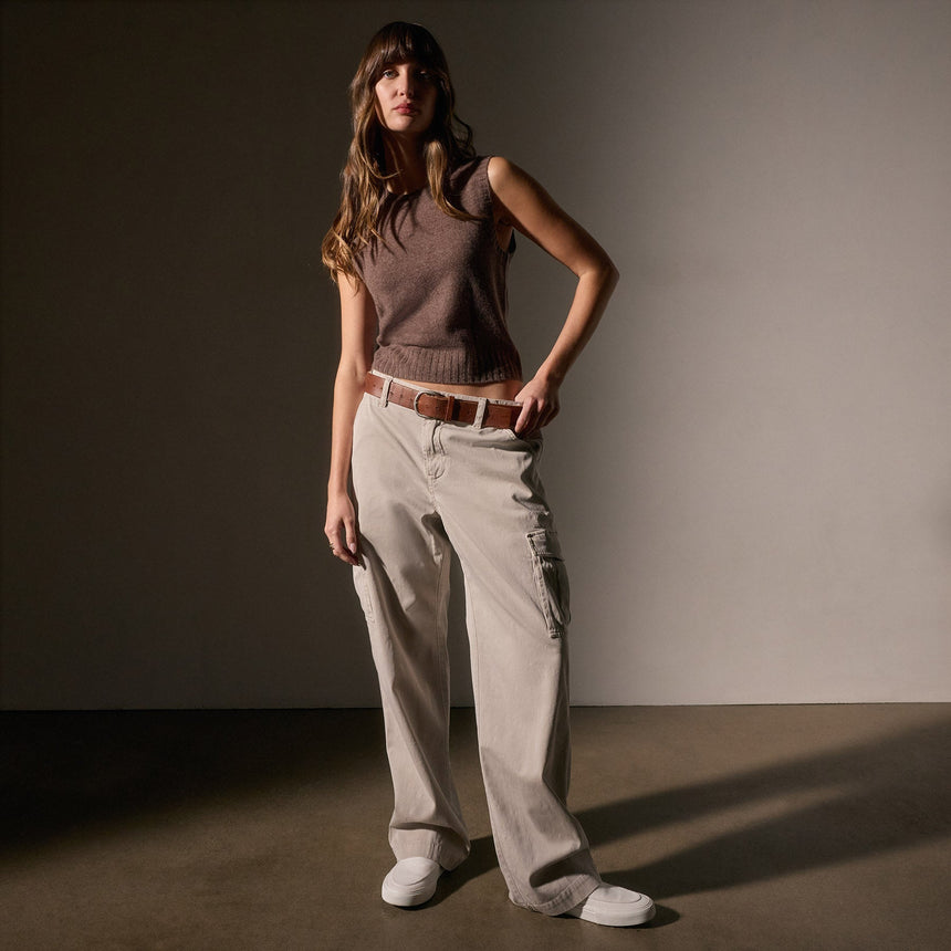 Open Knit Cashmere Vest in Brown Stone | James Perse Los Angeles