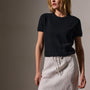 Soft Featherweight Cashmere Short Sleeve in Black | James Perse Los Angeles