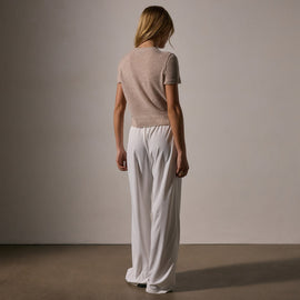 Soft Featherweight Cashmere Short Sleeve in Light Beige | James Perse Los Angeles