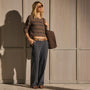 Cashmere V Neck Stripe Sweater - Brown Multi Stripe | James Perse Los Angeles