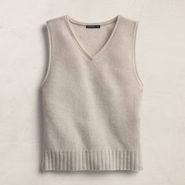 Cashmere V Neck Vest - Concrete