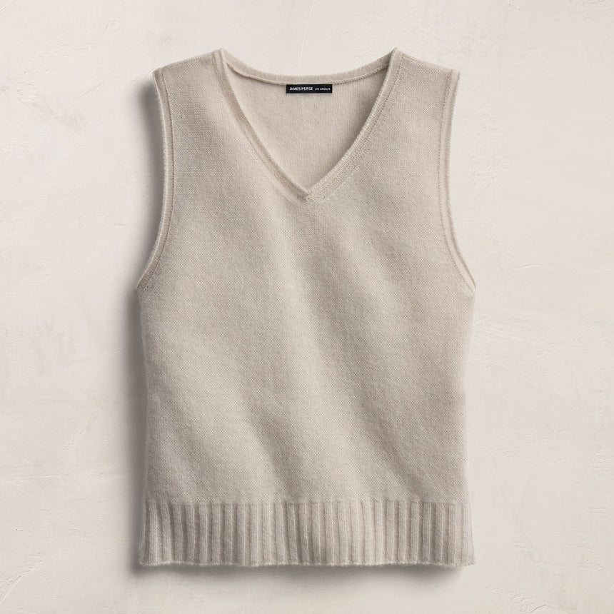 Cashmere V Neck Vest - Concrete