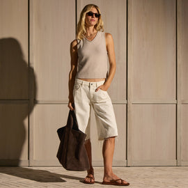 Cashmere V Neck Vest - Concrete