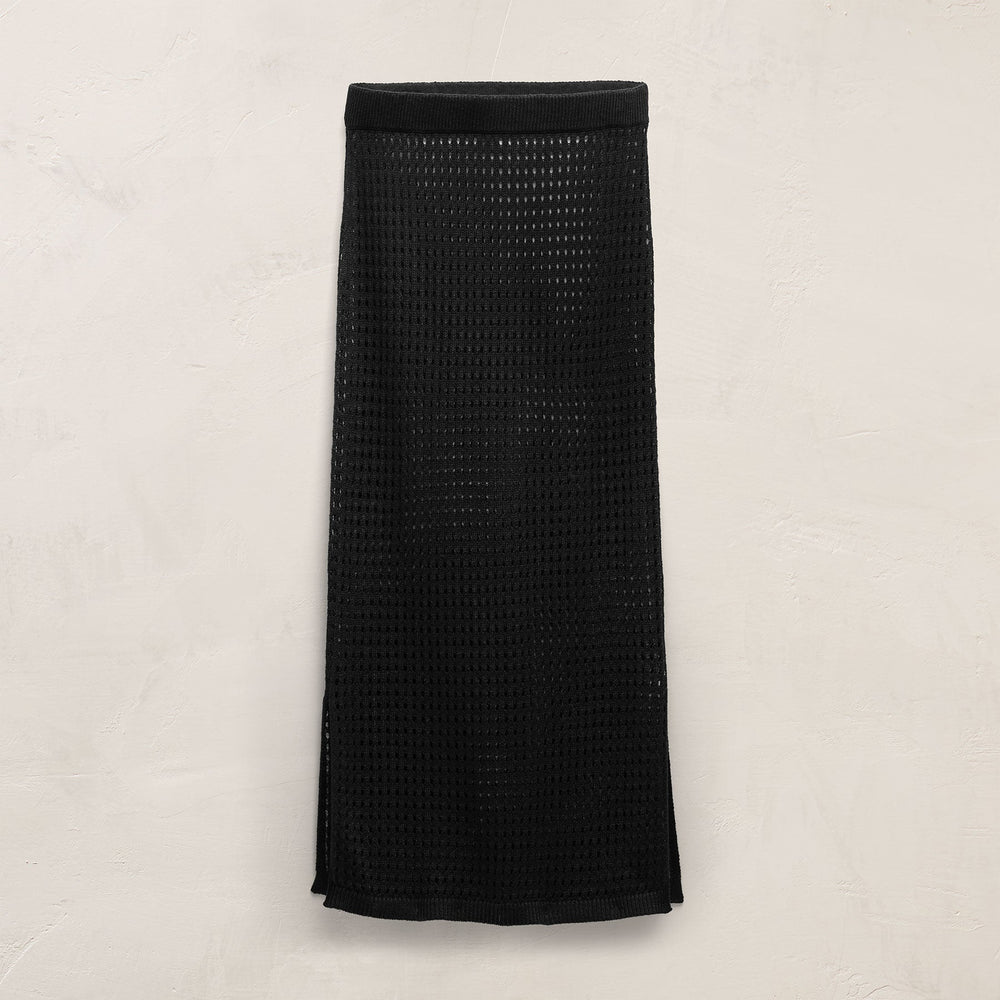 Linen Open Knit Midi Skirt in Black | James Perse Los Angeles