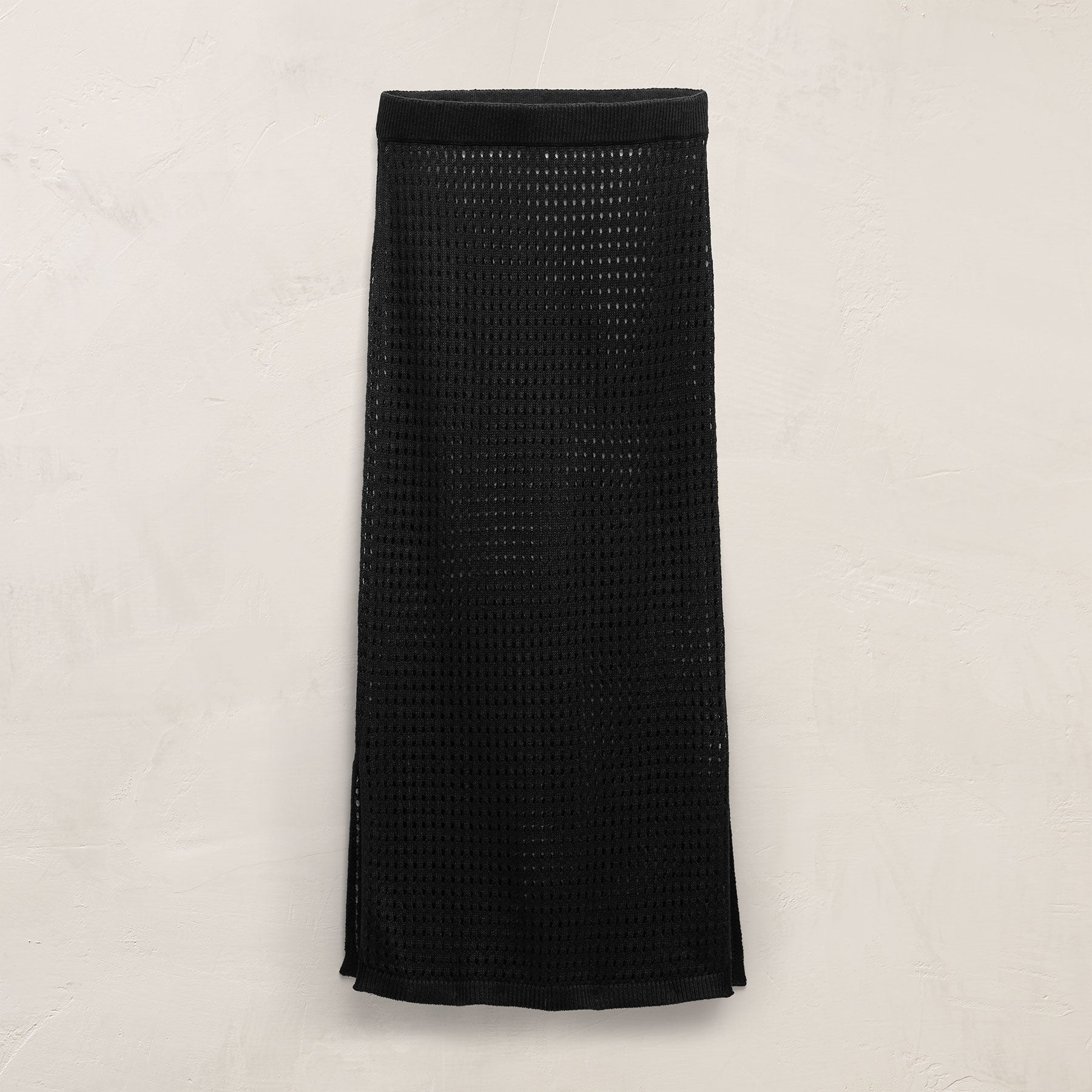 Linen Open Knit Midi Skirt in Black | James Perse Los Angeles