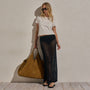 Linen Open Knit Midi Skirt in Black | James Perse Los Angeles