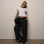Stretch Wool Wide Leg in Black | James Perse Los Angeles