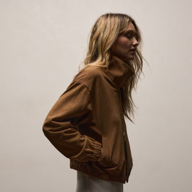 Perforated Suede Blouson Jacket in Gingerbread | James Perse Los Angeles