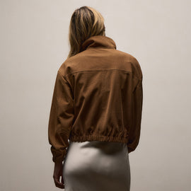 Perforated Suede Blouson Jacket in Gingerbread | James Perse Los Angeles
