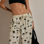 Printed Washed Silk Wide Cuff Pant in Allover Palm Print | James Perse Los Angeles