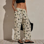 Printed Washed Silk Wide Cuff Pant in Allover Palm Print | James Perse Los Angeles