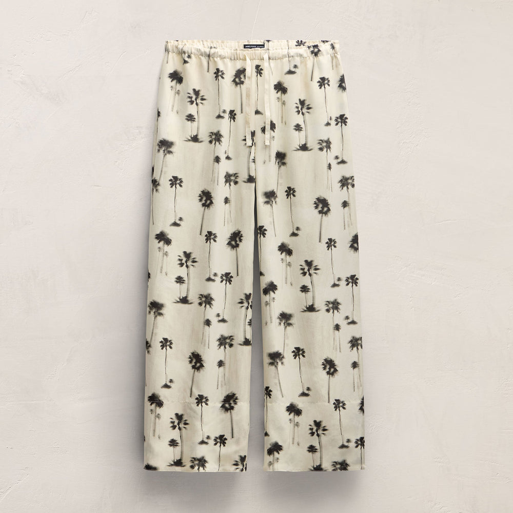 Printed Washed Silk Wide Cuff Pant in Allover Palm Print | James Perse Los Angeles
