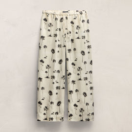 Printed Washed Silk Wide Cuff Pant in Allover Palm Print | James Perse Los Angeles