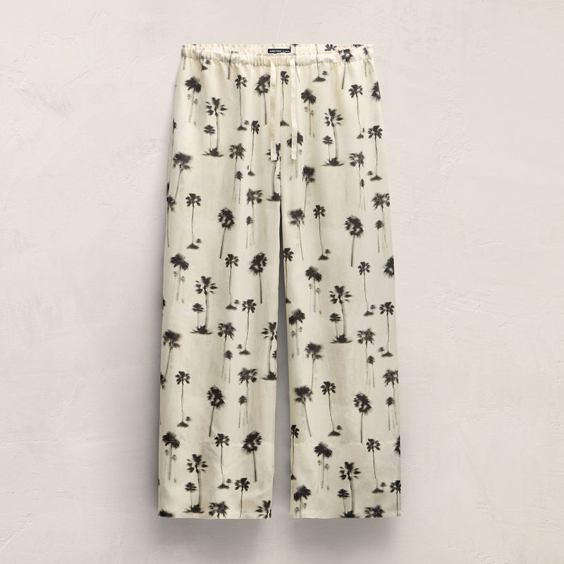 Printed Washed Silk Wide Cuff Pant in Allover Palm Print | James Perse Los Angeles