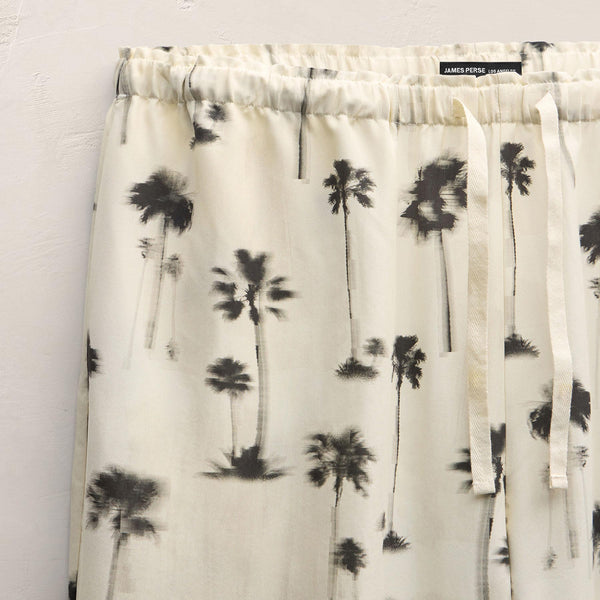 Printed Washed Silk Wide Cuff Pant in Allover Palm Print | James Perse Los Angeles