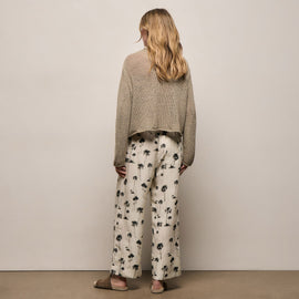 Printed Washed Silk Wide Cuff Pant in Allover Palm Print | James Perse Los Angeles