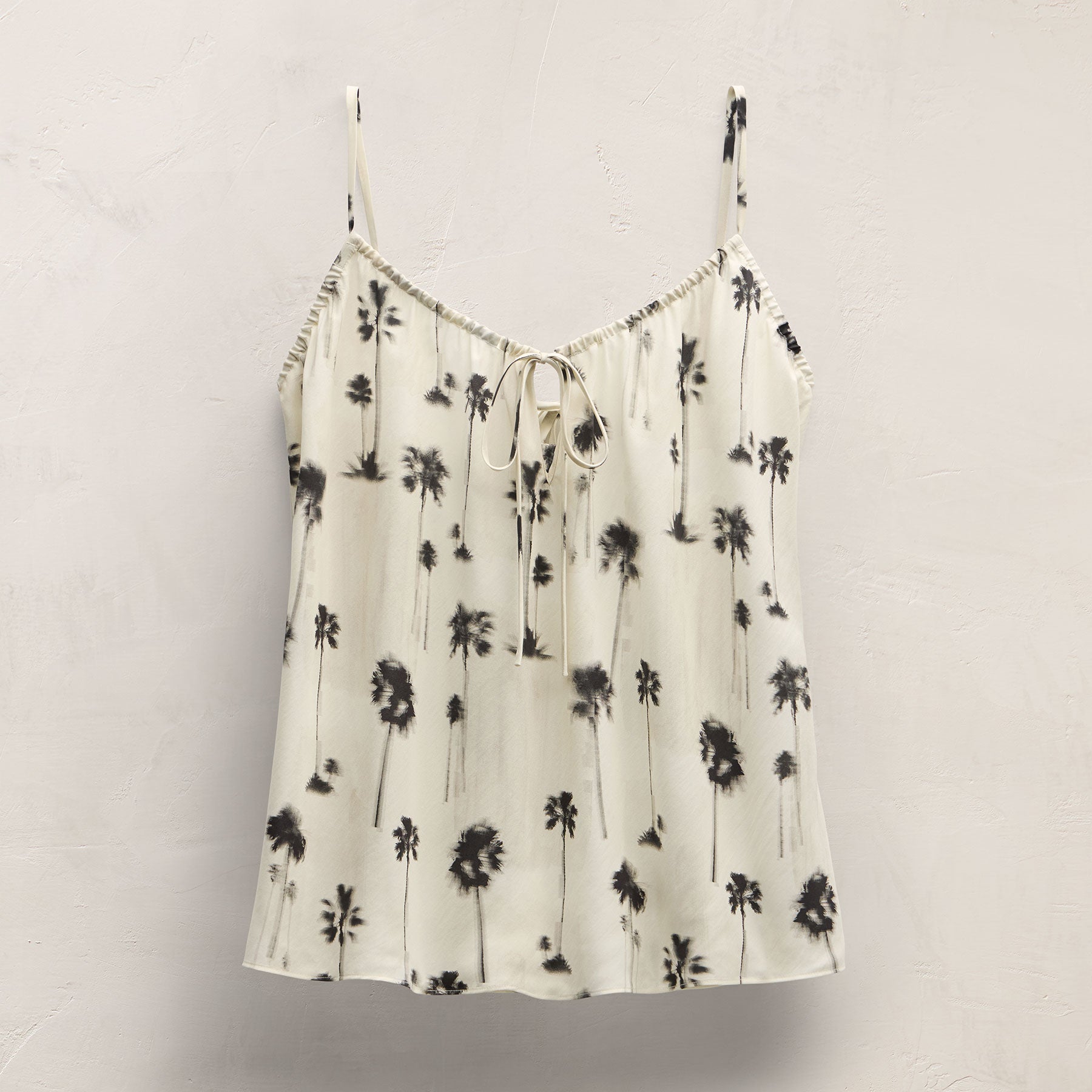 Printed Washed Silk Strappy Cami in Allover Palm Print | James Perse Los Angeles