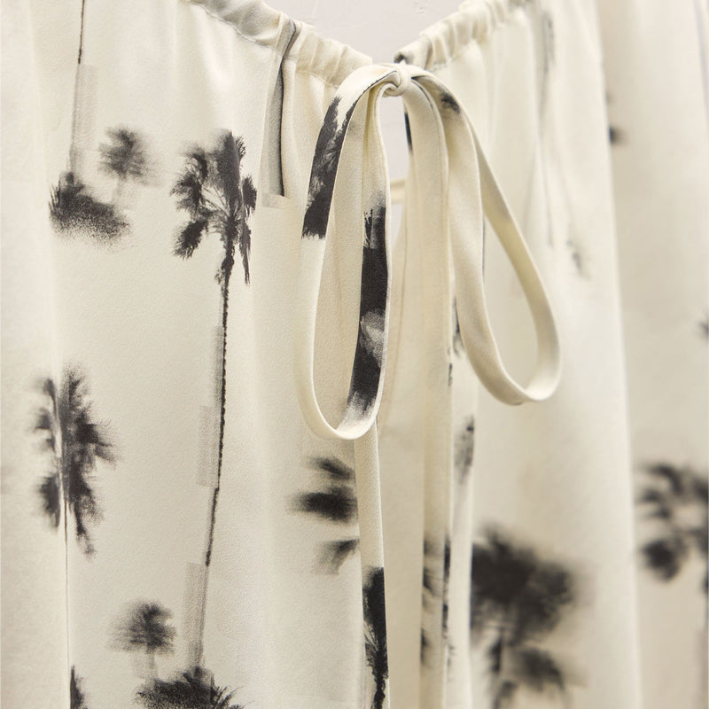 Printed Washed Silk Strappy Cami in Allover Palm Print | James Perse Los Angeles