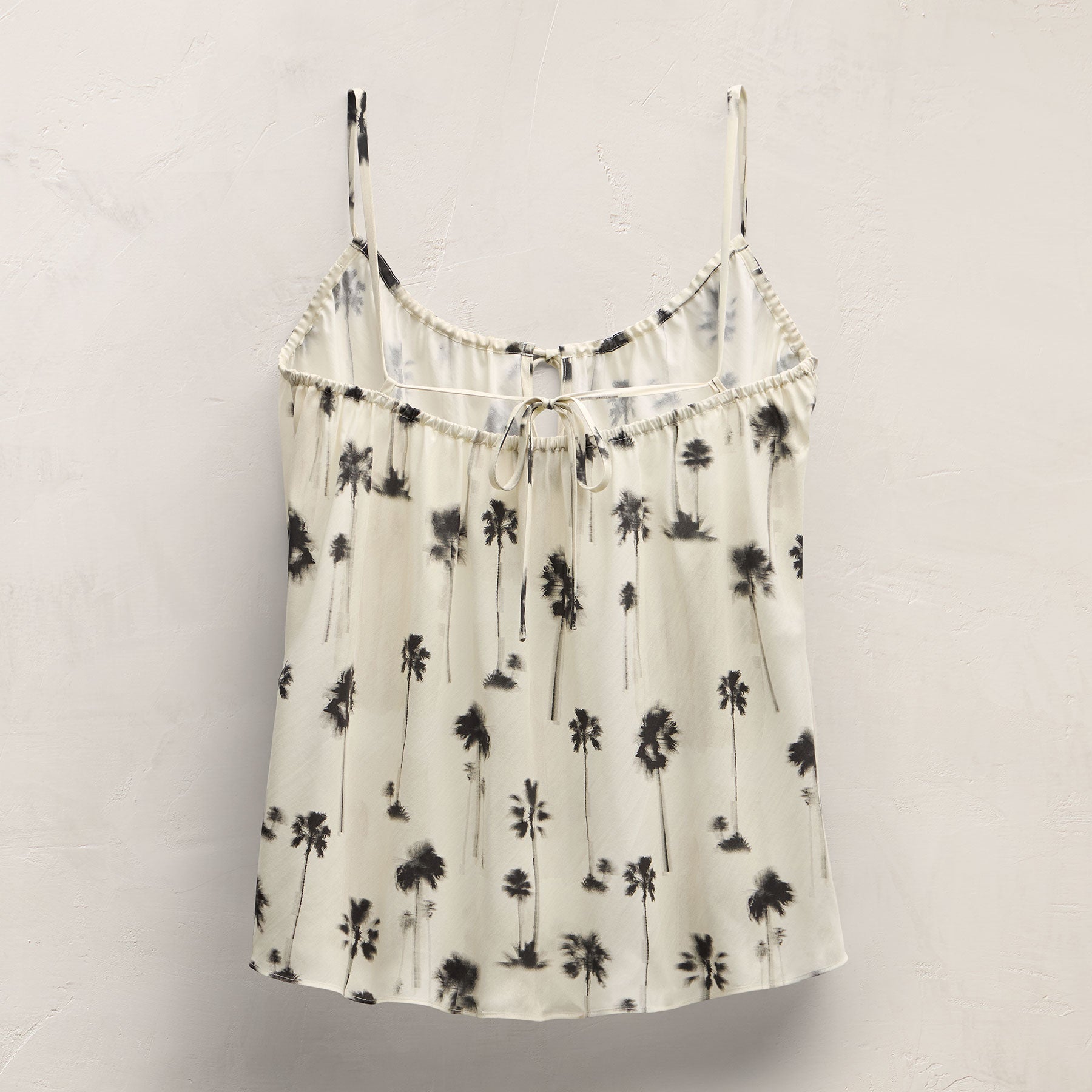 Printed Washed Silk Strappy Cami in Allover Palm Print | James Perse Los Angeles
