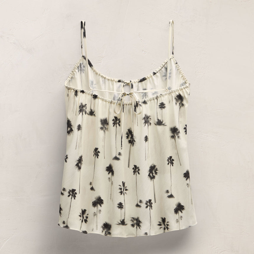 Printed Washed Silk Strappy Cami in Allover Palm Print | James Perse Los Angeles