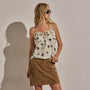 Printed Washed Silk Strappy Cami in Allover Palm Print | James Perse Los Angeles
