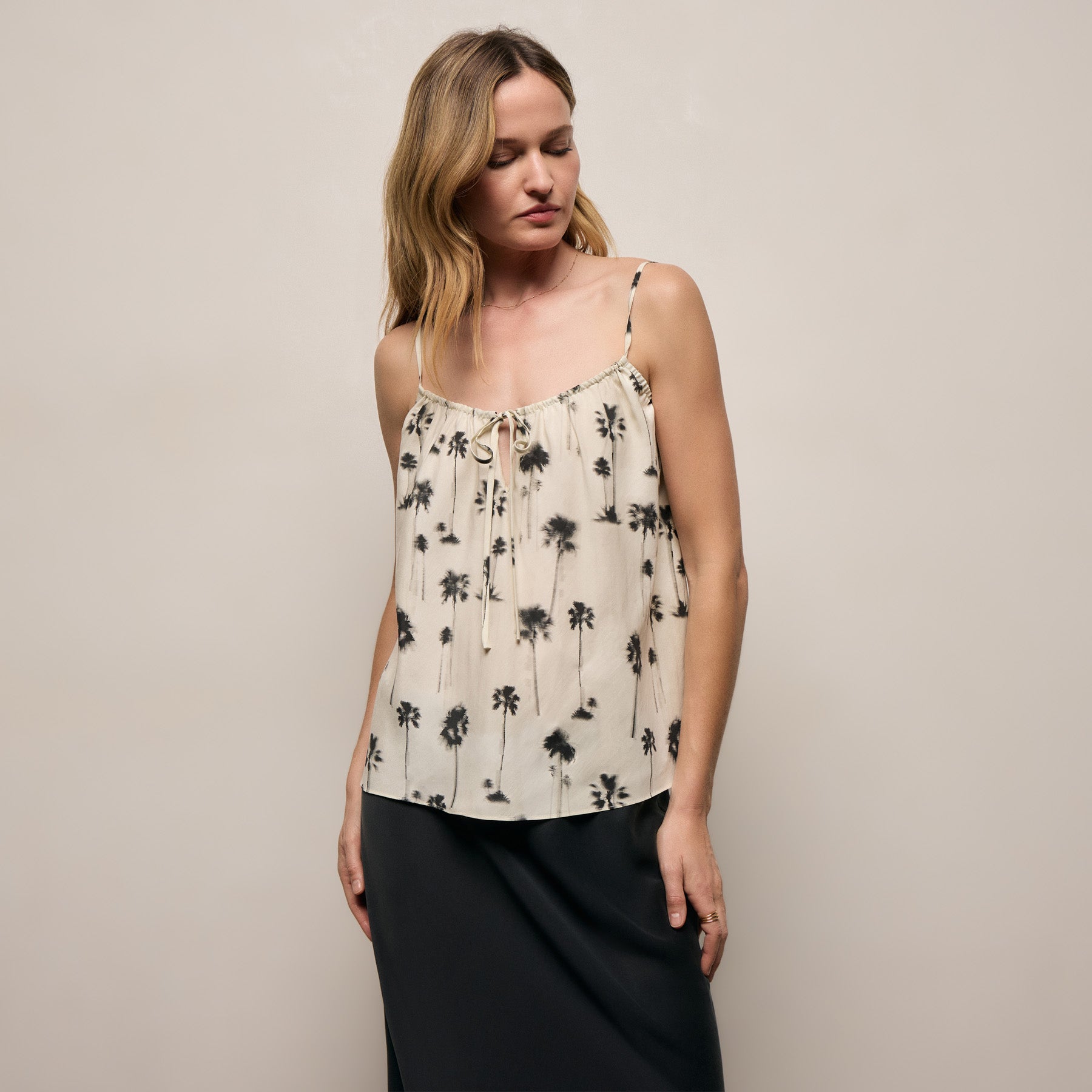 Printed Washed Silk Strappy Cami from James Perse - $325