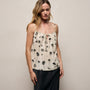 Printed Washed Silk Strappy Cami in Allover Palm Print | James Perse Los Angeles