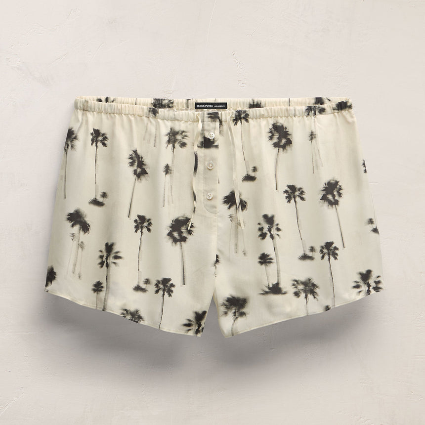 Printed Washed Silk Shortie in Allover Palm Print | James Perse Los Angeles