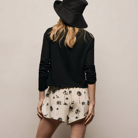 Printed Washed Silk Shortie in Allover Palm Print | James Perse Los Angeles