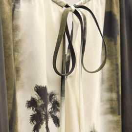 Printed Washed Silk Strappy Cami Dress - Ombre Palm Print