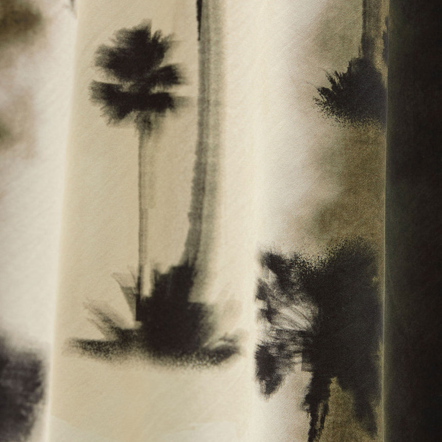 Printed Washed Silk Strappy Cami Dress - Ombre Palm Print